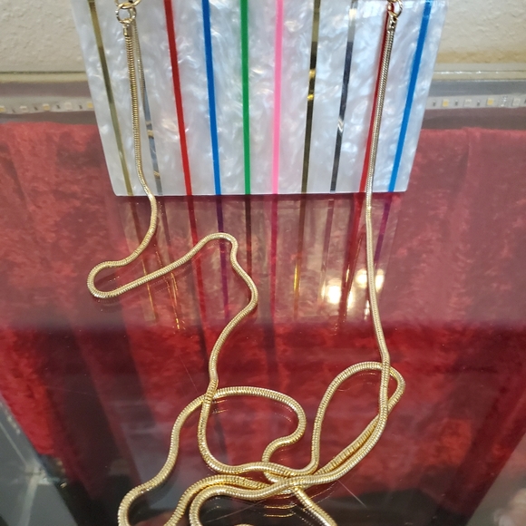 Milly Multi Color Rhinestone/ Stripe Box clutch. - Picture 3 of 3